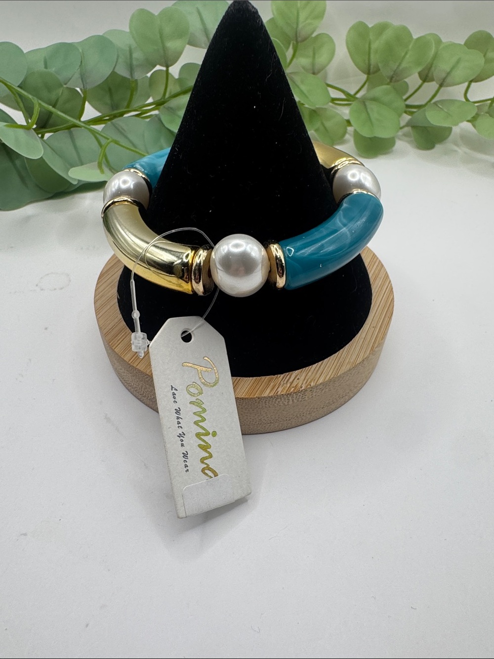 Pomina Turquoise, Pearl & Gold-Tone Statement Bracelet (BR 777/2ov) - Picture 2 of 5